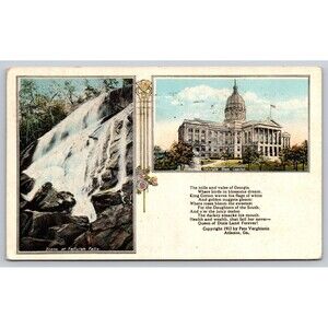 Antique Georgia Postcard Athens Postmark 1922 Tallulah Falls & State Capitol GA